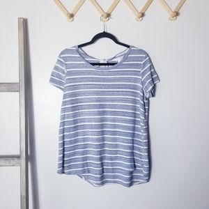 LC LAUREN CONRAD BLUE AND WHITE BLOUSE WITH TIE IN BACK SIZE LARGE